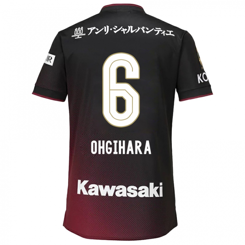 Gyermek Takahiro Ogihara #6 Fekete Piros Hazai Jersey 2024/25 Mez Póló Ing