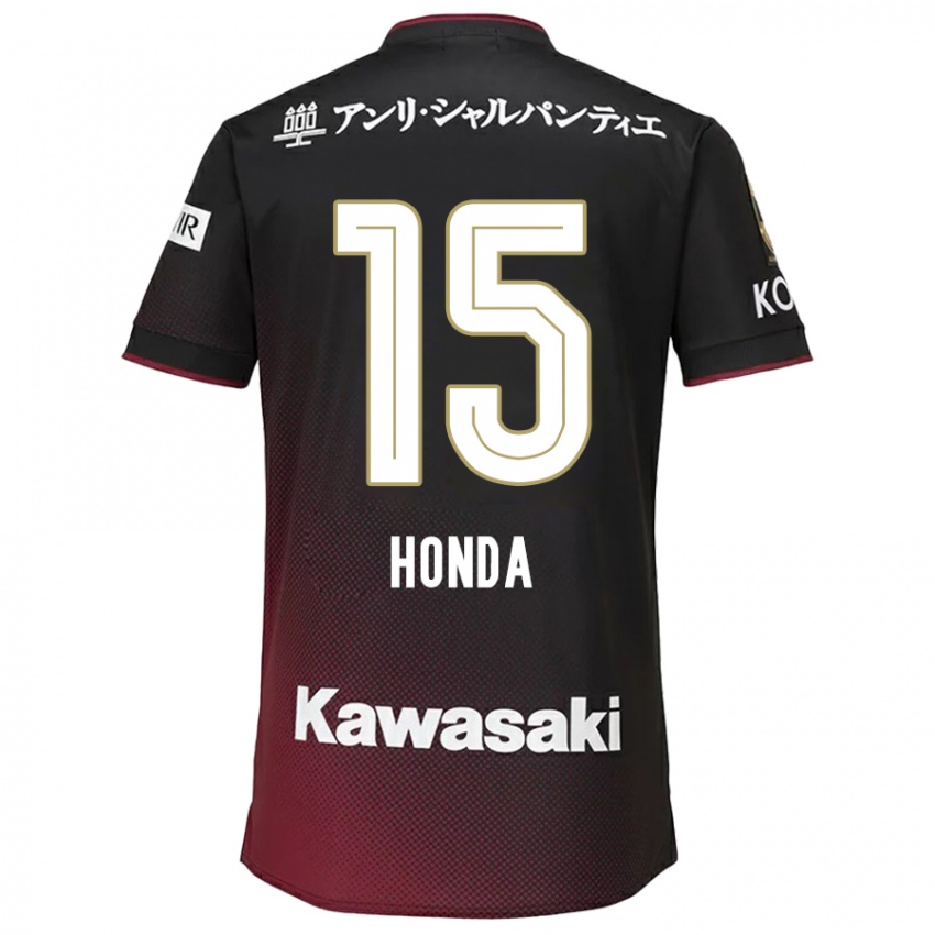 Gyermek Yuki Honda #15 Fekete Piros Hazai Jersey 2024/25 Mez Póló Ing