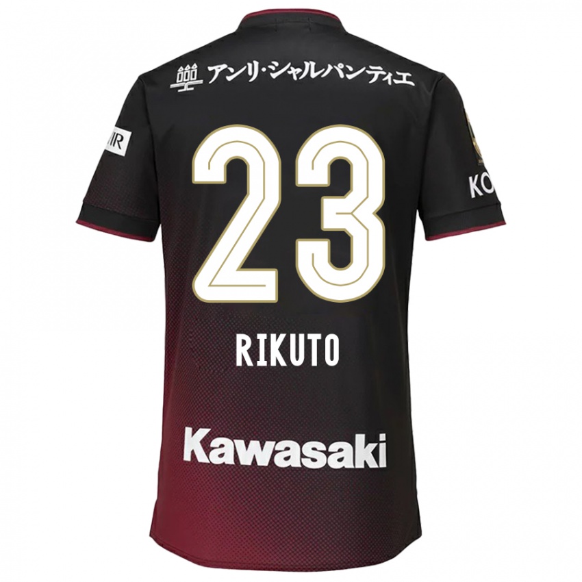 Gyermek Rikuto Hirose #23 Fekete Piros Hazai Jersey 2024/25 Mez Póló Ing