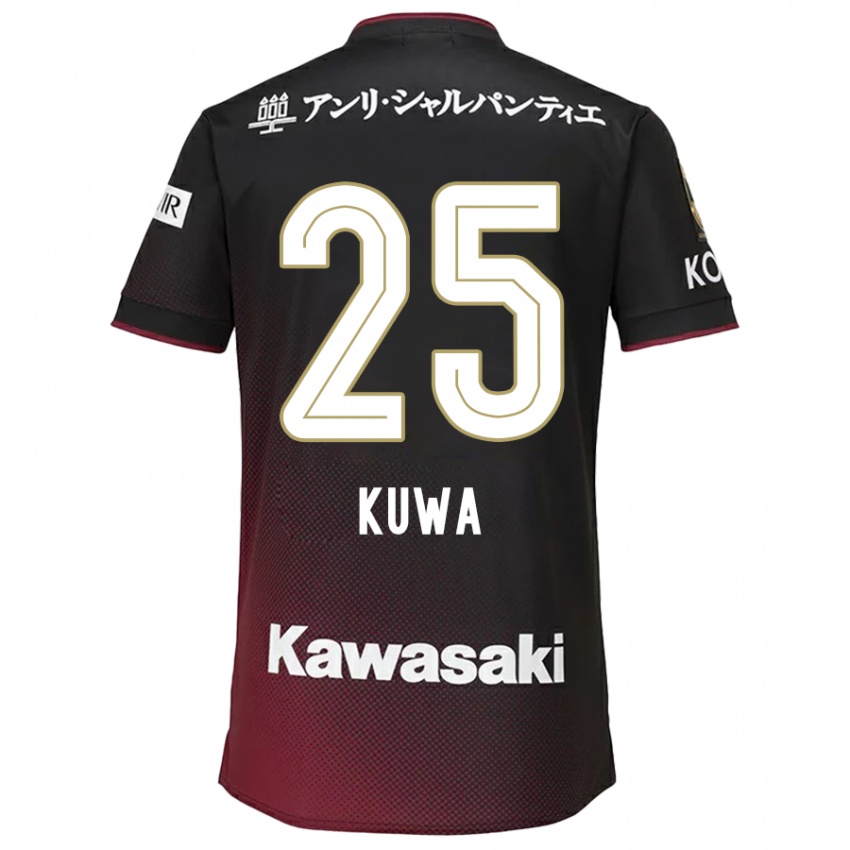 Gyermek Yuya Kuwasaki #25 Fekete Piros Hazai Jersey 2024/25 Mez Póló Ing