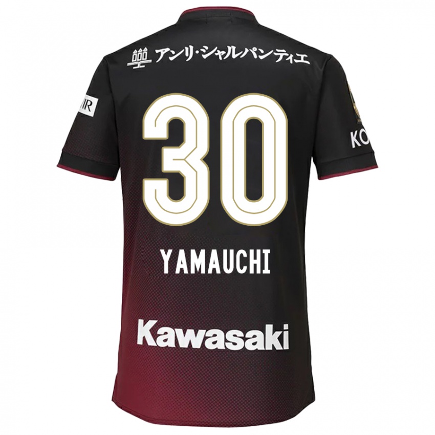 Gyermek Kakeru Yamauchi #30 Fekete Piros Hazai Jersey 2024/25 Mez Póló Ing