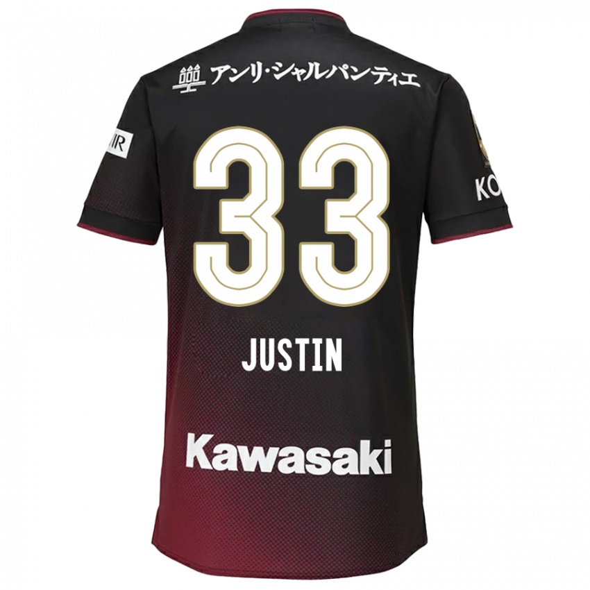 Gyermek Justin Homma #33 Fekete Piros Hazai Jersey 2024/25 Mez Póló Ing