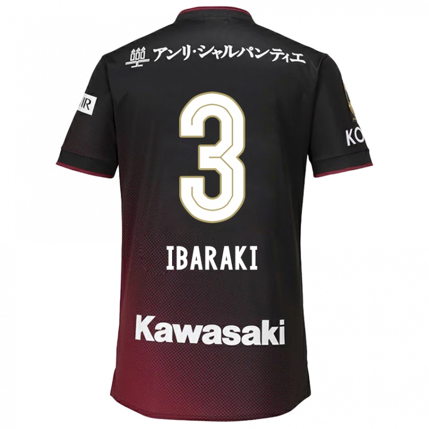 Gyermek Riku Ibaraki #3 Fekete Piros Hazai Jersey 2024/25 Mez Póló Ing