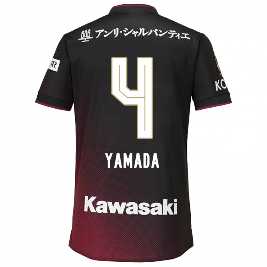 Gyermek Kaito Yamada #4 Fekete Piros Hazai Jersey 2024/25 Mez Póló Ing