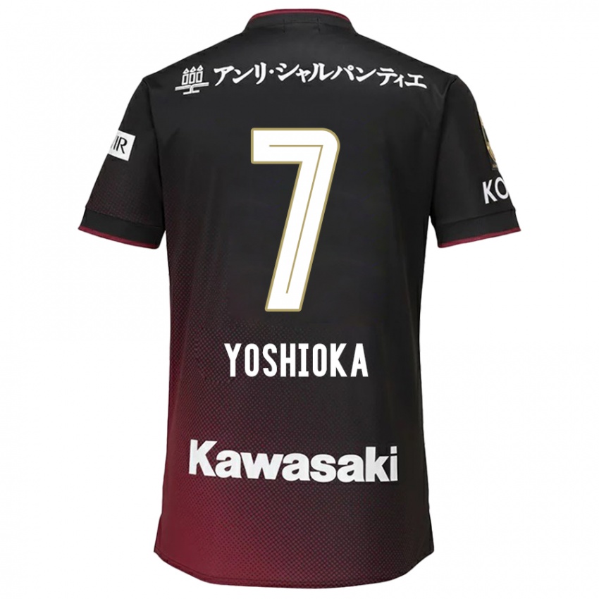 Gyermek Ran Yoshioka #7 Fekete Piros Hazai Jersey 2024/25 Mez Póló Ing