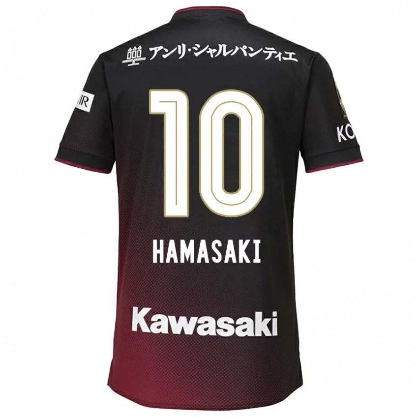 Gyermek Kento Hamasaki #10 Fekete Piros Hazai Jersey 2024/25 Mez Póló Ing