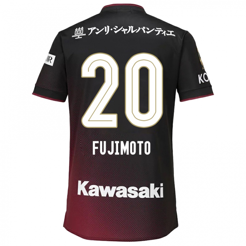 Gyermek Riku Fujimoto #20 Fekete Piros Hazai Jersey 2024/25 Mez Póló Ing