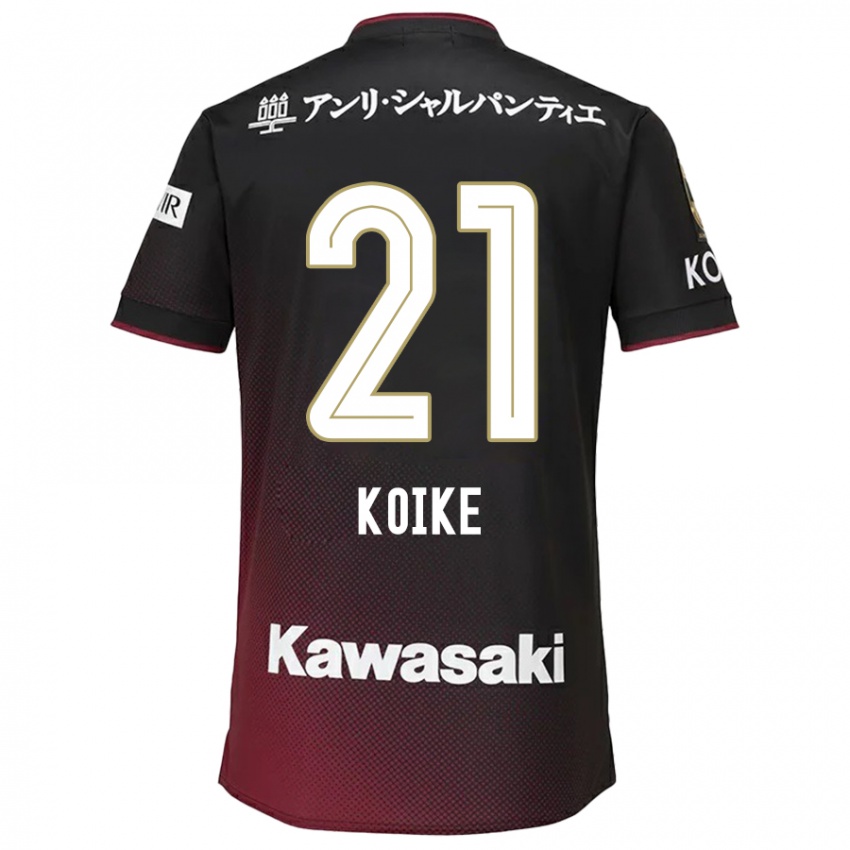 Gyermek Shusuke Koike #21 Fekete Piros Hazai Jersey 2024/25 Mez Póló Ing