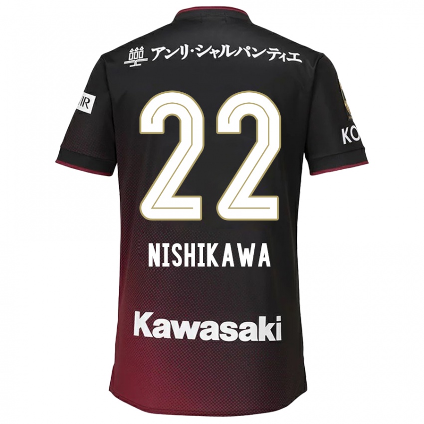 Gyermek Aiku Nishikawa #22 Fekete Piros Hazai Jersey 2024/25 Mez Póló Ing