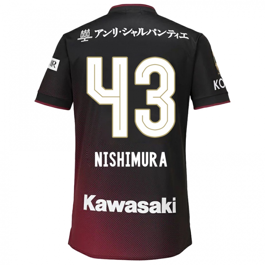 Gyermek Nagi Nishimura #43 Fekete Piros Hazai Jersey 2024/25 Mez Póló Ing