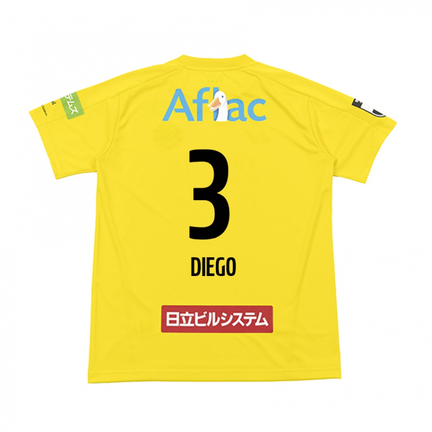 Gyermek Diego #3 Sárga Fekete Hazai Jersey 2024/25 Mez Póló Ing