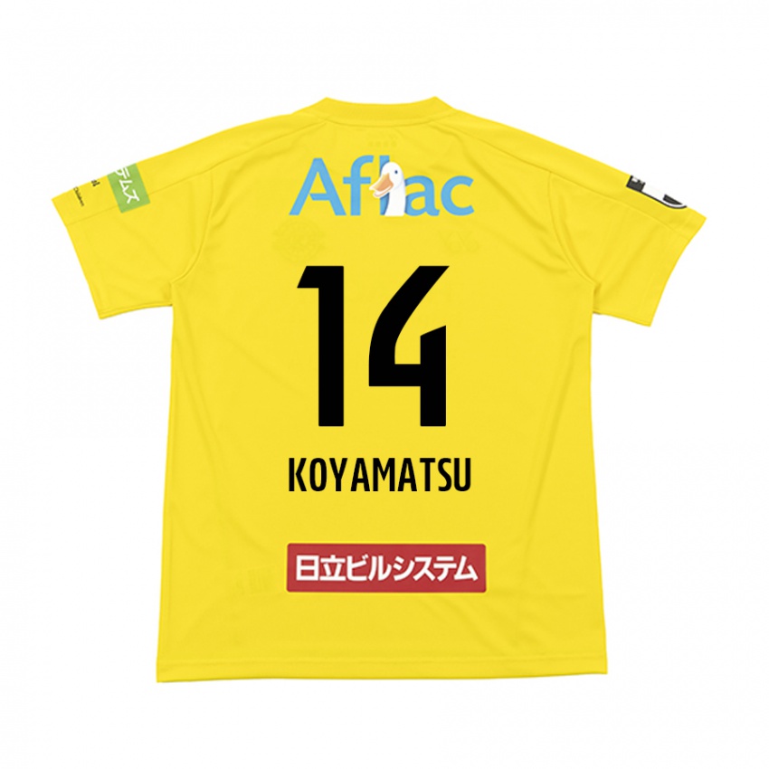 Gyermek Tomoya Koyamatsu #14 Sárga Fekete Hazai Jersey 2024/25 Mez Póló Ing