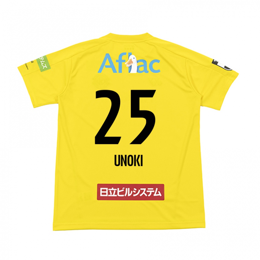 Gyermek Fumiya Unoki #25 Sárga Fekete Hazai Jersey 2024/25 Mez Póló Ing