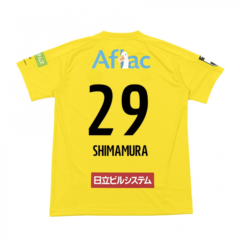 Gyermek Takuya Shimamura #29 Sárga Fekete Hazai Jersey 2024/25 Mez Póló Ing