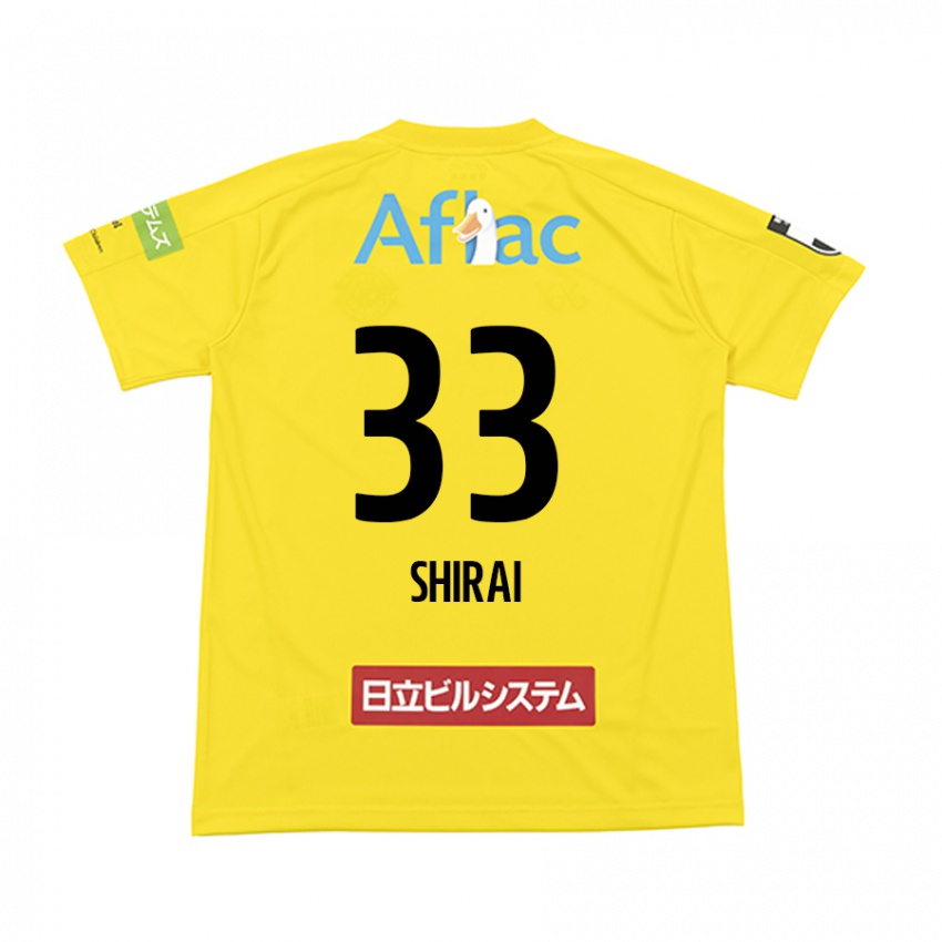 Gyermek Eiji Shirai #33 Sárga Fekete Hazai Jersey 2024/25 Mez Póló Ing