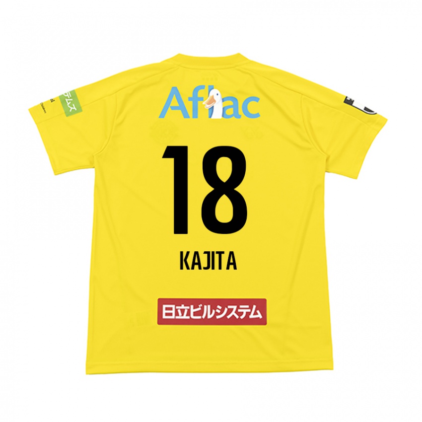 Gyermek Kento Kajita #18 Sárga Fekete Hazai Jersey 2024/25 Mez Póló Ing