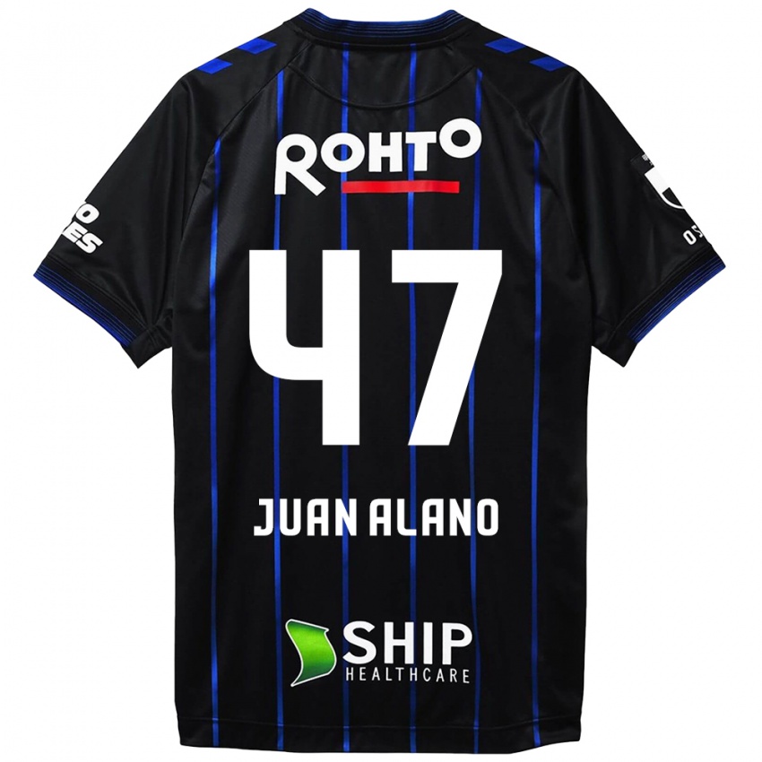 Gyermek Juan Alano #47 Fekete Kék Hazai Jersey 2024/25 Mez Póló Ing