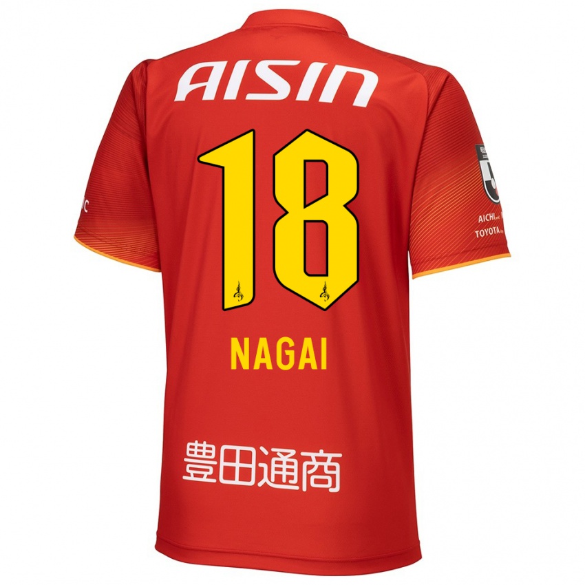 Gyermek Kensuke Nagai #18 Piros Fehér Sárga Hazai Jersey 2024/25 Mez Póló Ing