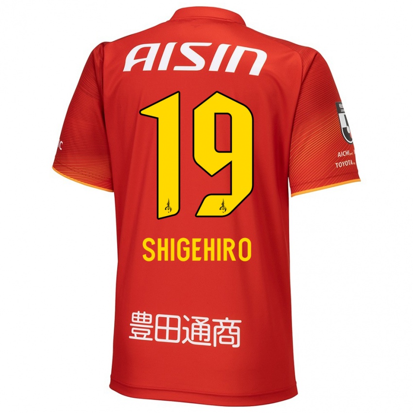 Gyermek Takuya Shigehiro #19 Piros Fehér Sárga Hazai Jersey 2024/25 Mez Póló Ing