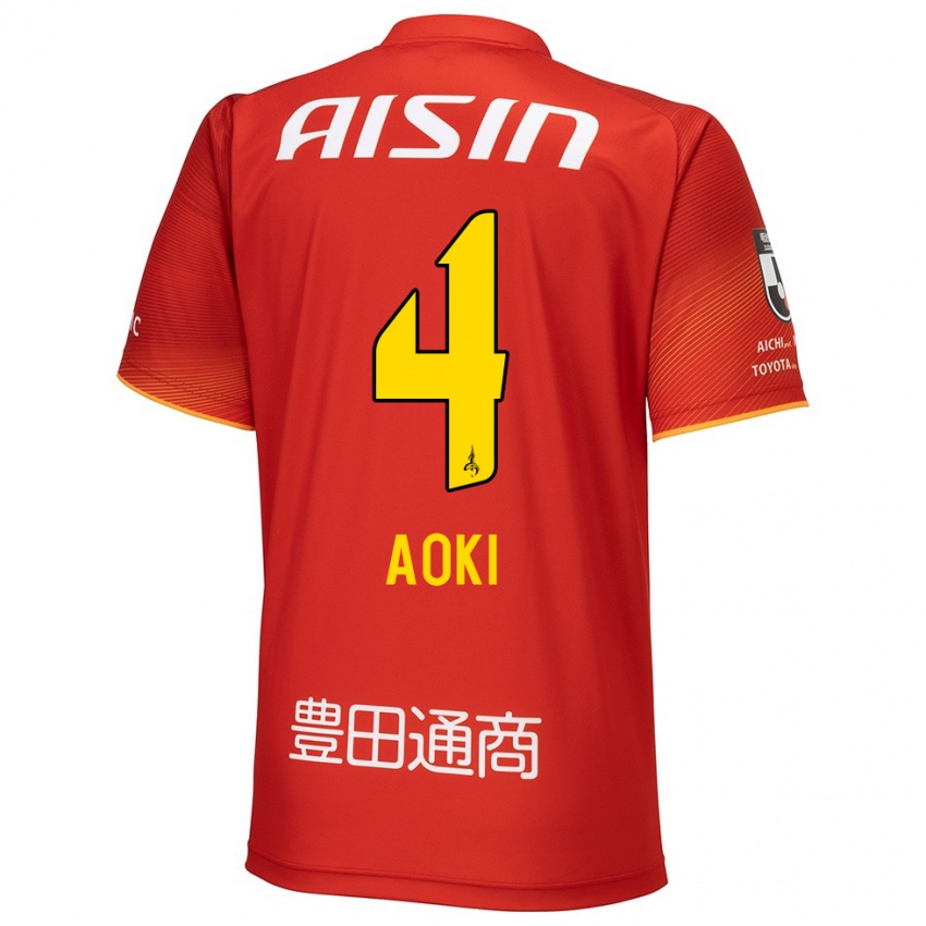 Gyermek Masamune Aoki #4 Piros Fehér Sárga Hazai Jersey 2024/25 Mez Póló Ing