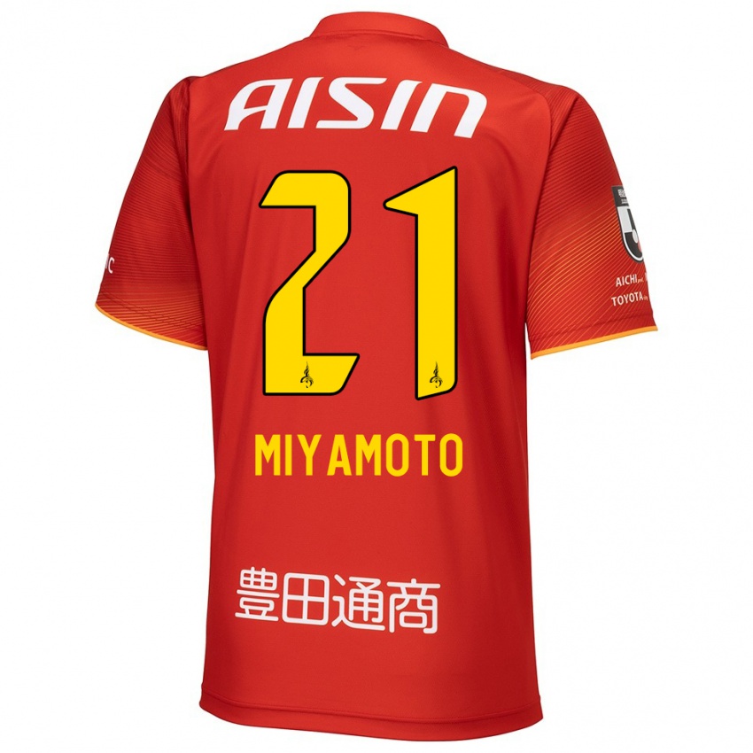 Gyermek Kodai Miyamoto #21 Piros Fehér Sárga Hazai Jersey 2024/25 Mez Póló Ing