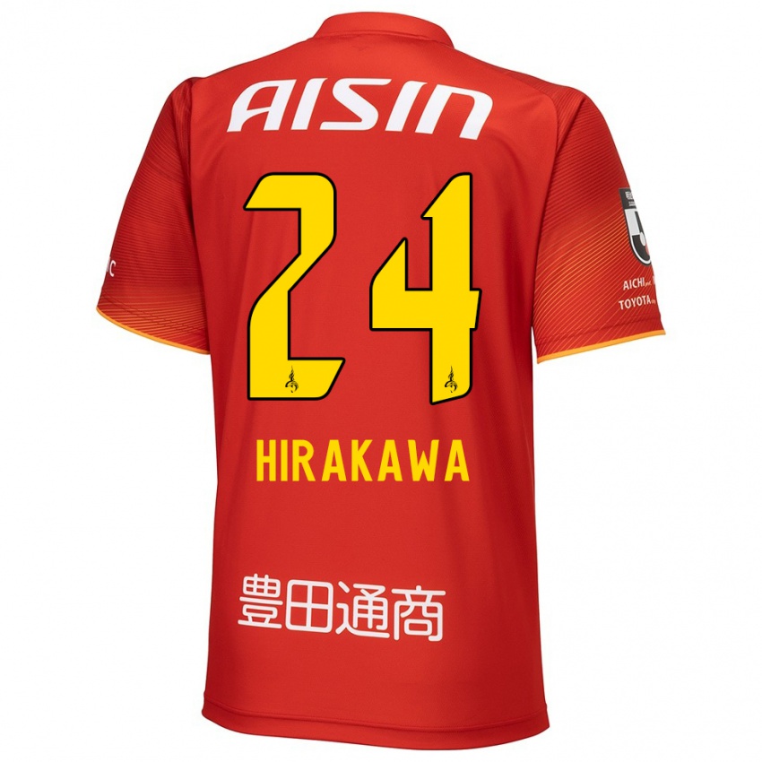 Gyermek Haruto Hirakawa #24 Piros Fehér Sárga Hazai Jersey 2024/25 Mez Póló Ing