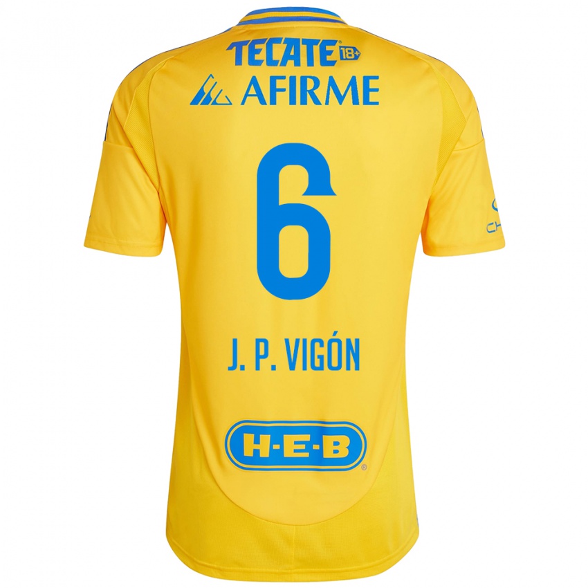 Gyermek Juan Pablo Vigón #6 Arany Sárga Hazai Jersey 2024/25 Mez Póló Ing