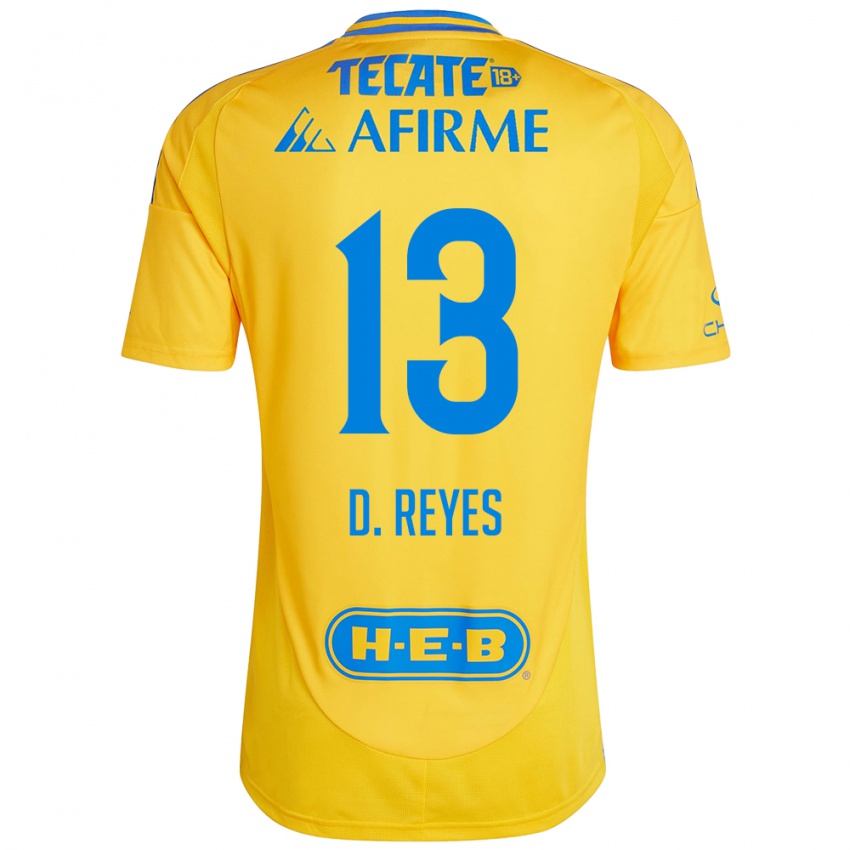 Gyermek Diego Reyes #13 Arany Sárga Hazai Jersey 2024/25 Mez Póló Ing