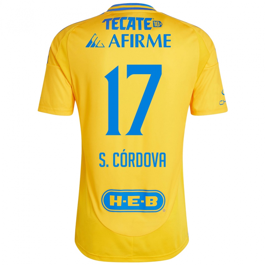 Gyermek Sebastian Cordova #17 Arany Sárga Hazai Jersey 2024/25 Mez Póló Ing