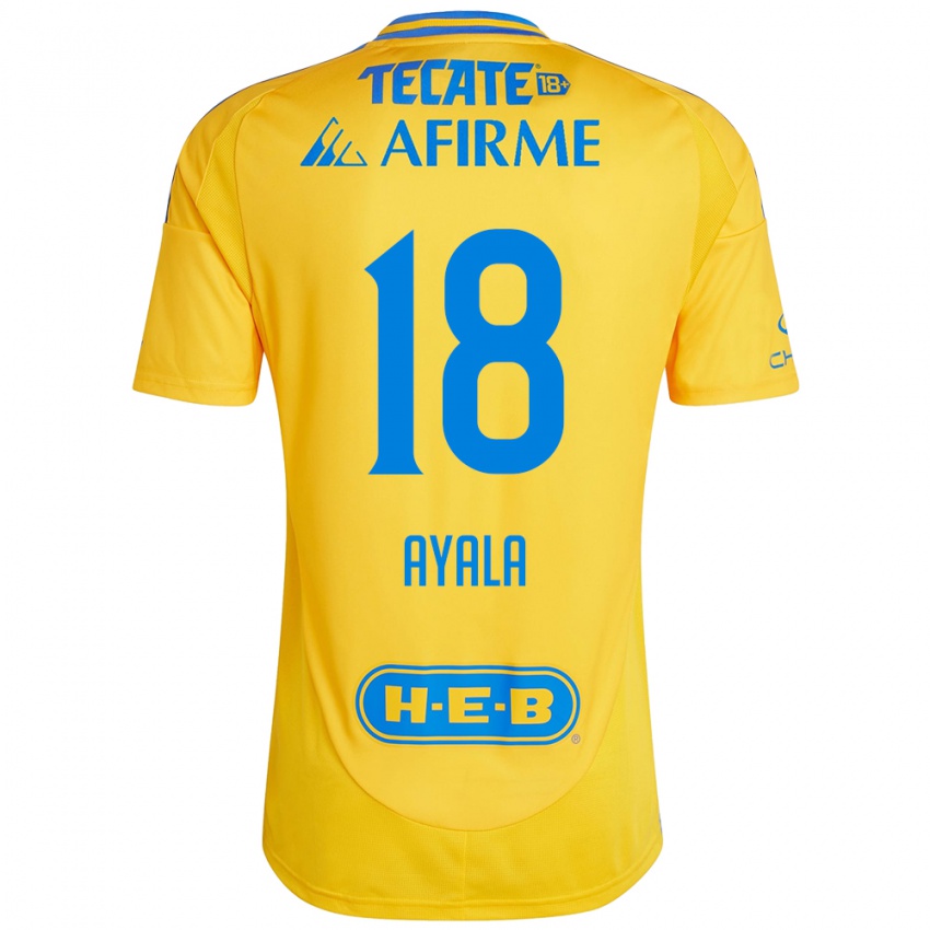 Gyermek David Ayala #18 Arany Sárga Hazai Jersey 2024/25 Mez Póló Ing