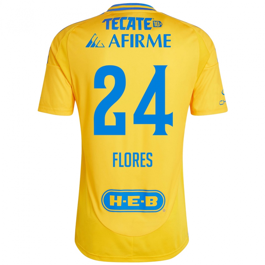 Gyermek Marcelo Flores #24 Arany Sárga Hazai Jersey 2024/25 Mez Póló Ing