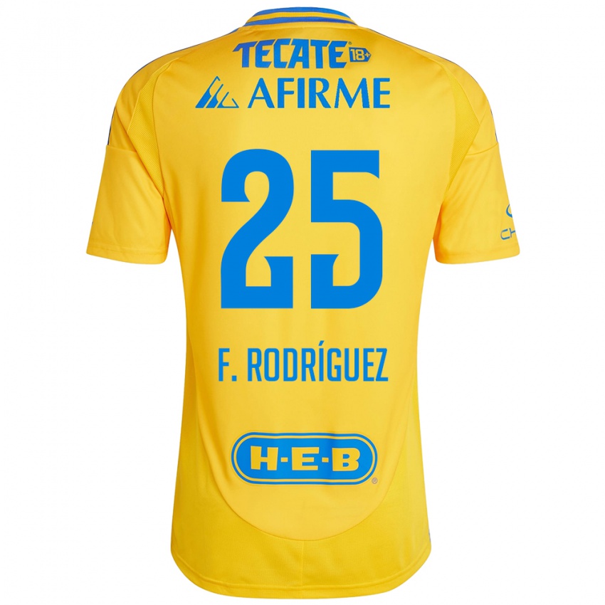 Gyermek Felipe Rodríguez #25 Arany Sárga Hazai Jersey 2024/25 Mez Póló Ing