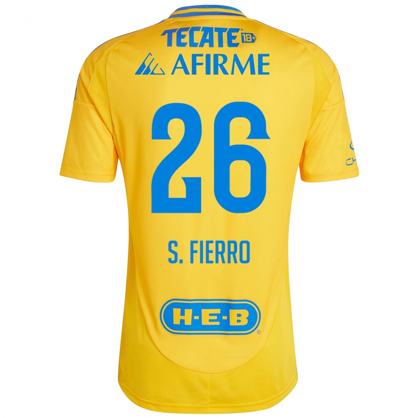 Gyermek Sebastián Fierro #26 Arany Sárga Hazai Jersey 2024/25 Mez Póló Ing