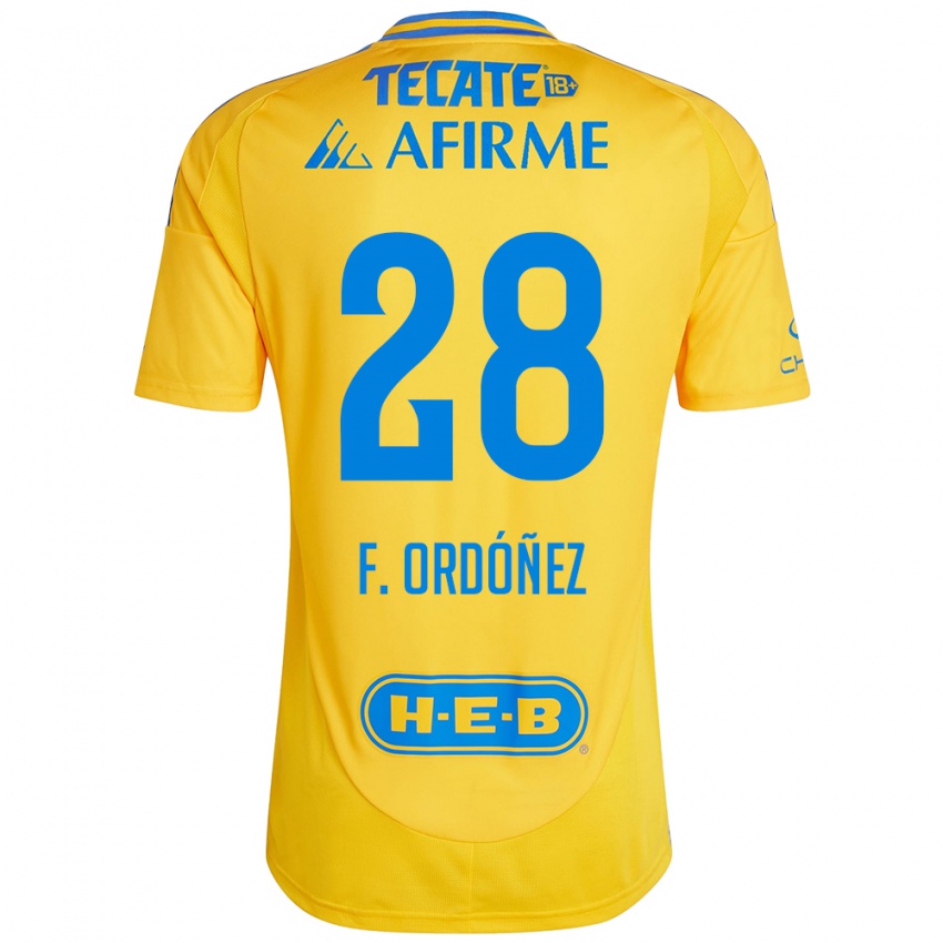 Gyermek Fernando Ordóñez #28 Arany Sárga Hazai Jersey 2024/25 Mez Póló Ing