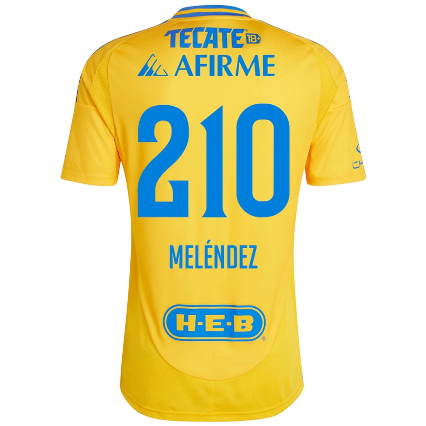 Gyermek Marcelo Meléndez #210 Arany Sárga Hazai Jersey 2024/25 Mez Póló Ing