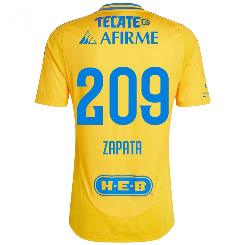 Gyermek Jorge Zapata #209 Arany Sárga Hazai Jersey 2024/25 Mez Póló Ing