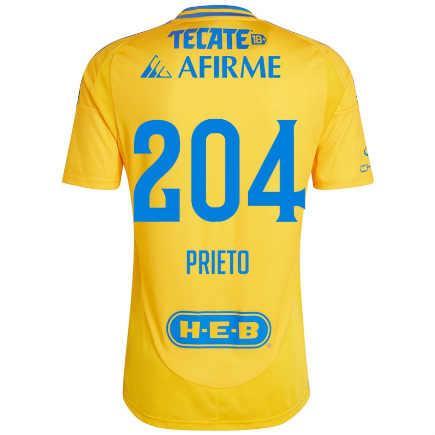 Gyermek Leonel Prieto #204 Arany Sárga Hazai Jersey 2024/25 Mez Póló Ing