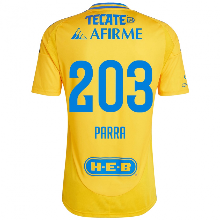 Gyermek Bernardo Parra #203 Arany Sárga Hazai Jersey 2024/25 Mez Póló Ing