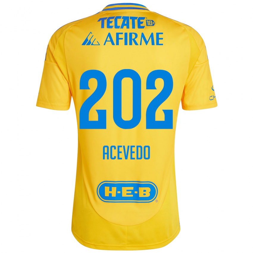 Gyermek José Acevedo #202 Arany Sárga Hazai Jersey 2024/25 Mez Póló Ing