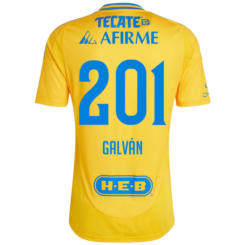 Gyermek Isac Galván #201 Arany Sárga Hazai Jersey 2024/25 Mez Póló Ing