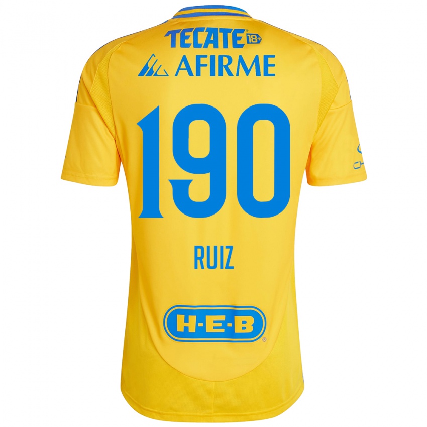 Gyermek Óscar Ruiz #190 Arany Sárga Hazai Jersey 2024/25 Mez Póló Ing