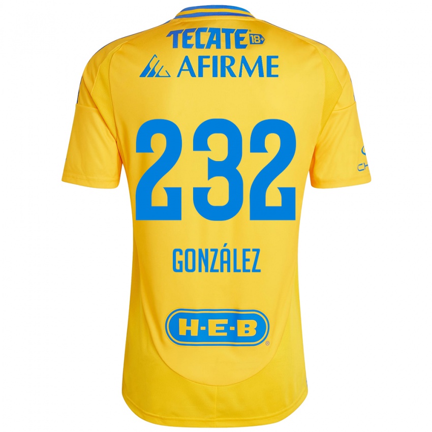 Gyermek César González #232 Arany Sárga Hazai Jersey 2024/25 Mez Póló Ing