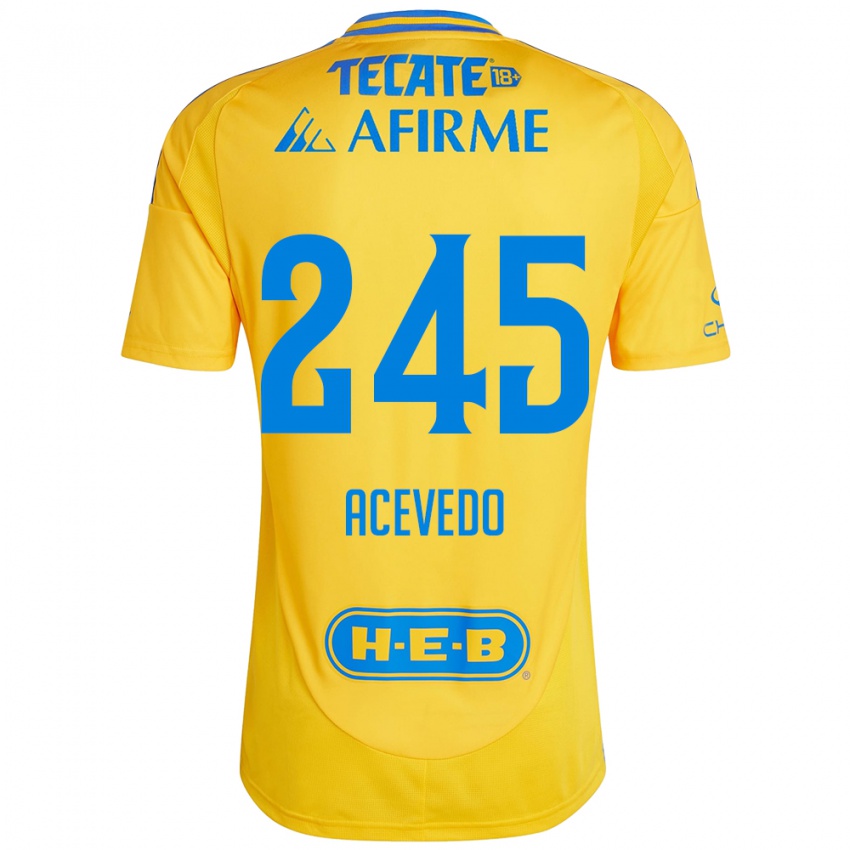 Gyermek Kevin Acevedo #245 Arany Sárga Hazai Jersey 2024/25 Mez Póló Ing