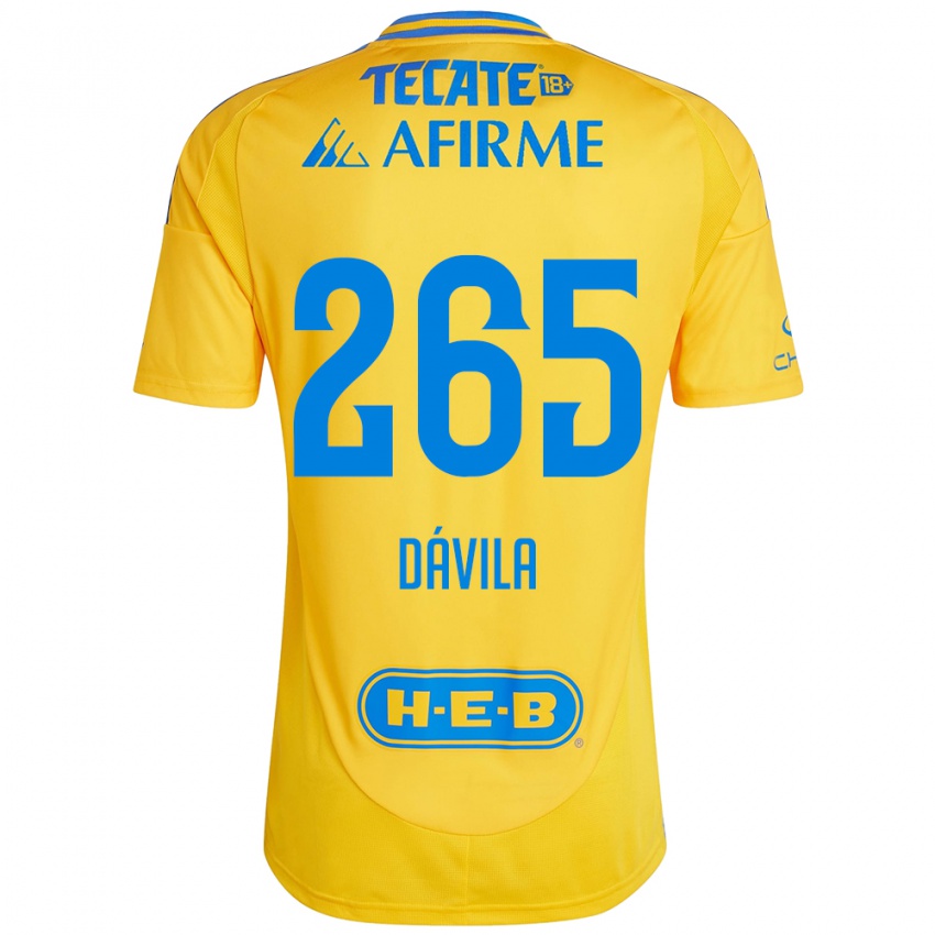 Gyermek Emiliano Dávila #265 Arany Sárga Hazai Jersey 2024/25 Mez Póló Ing