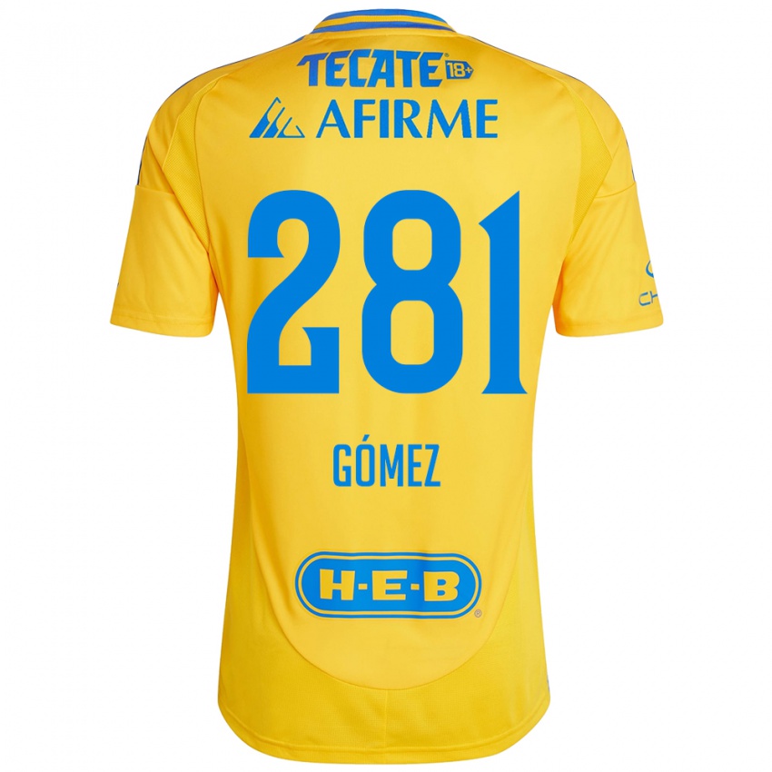 Gyermek Luis Gómez #281 Arany Sárga Hazai Jersey 2024/25 Mez Póló Ing