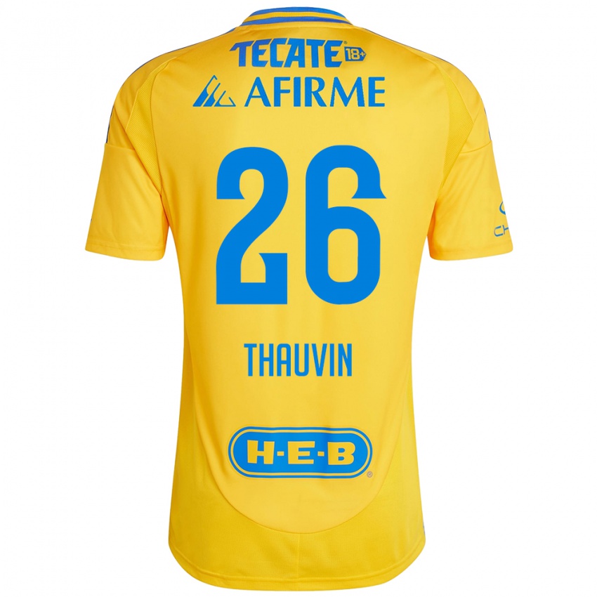 Gyermek Florian Thauvin #26 Arany Sárga Hazai Jersey 2024/25 Mez Póló Ing