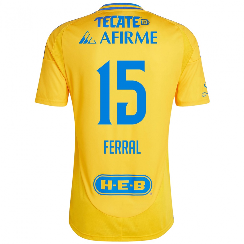 Gyermek Cristina Ferral #15 Arany Sárga Hazai Jersey 2024/25 Mez Póló Ing