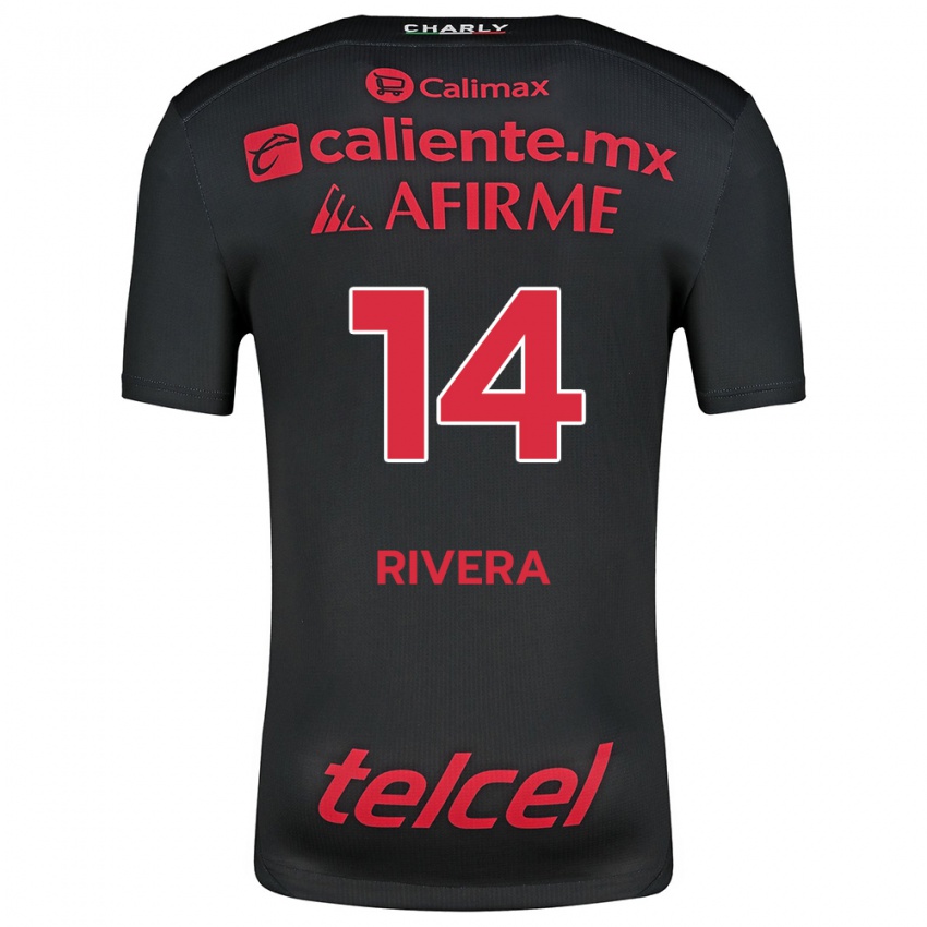 Gyermek Christian Rivera #14 Fekete Piros Hazai Jersey 2024/25 Mez Póló Ing