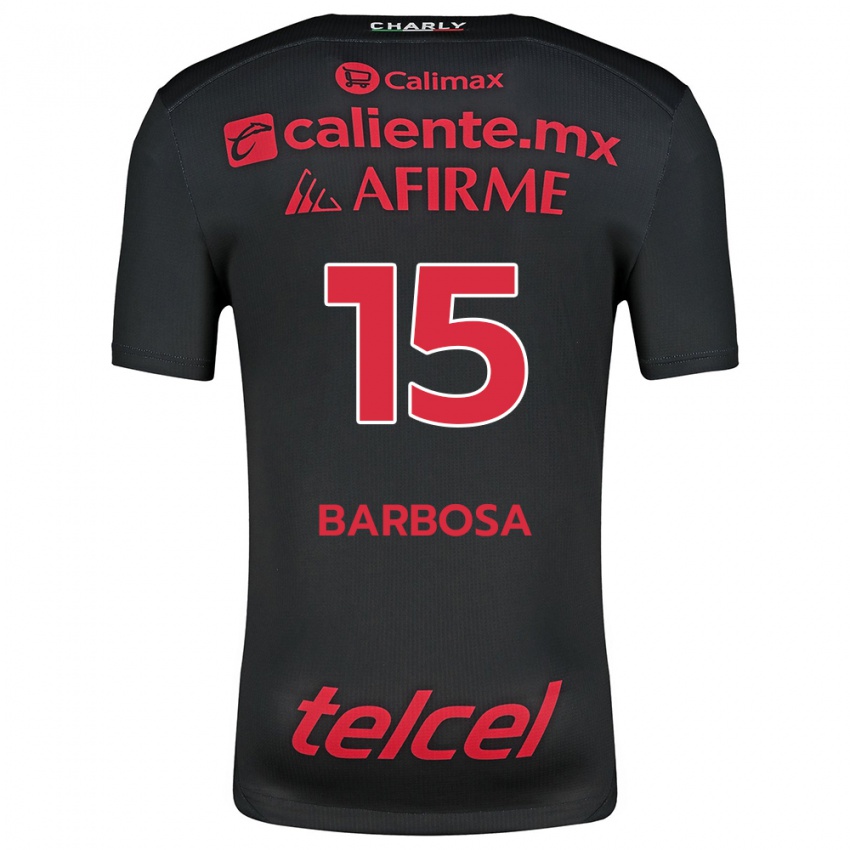 Gyermek Diego Barbosa #15 Fekete Piros Hazai Jersey 2024/25 Mez Póló Ing