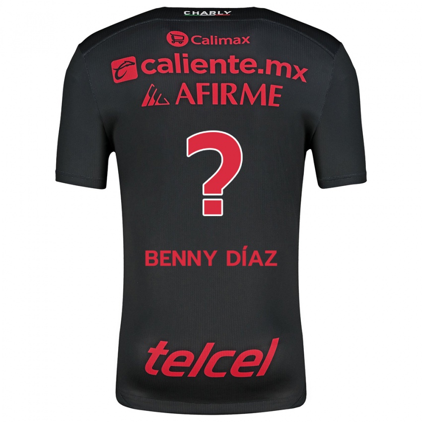 Gyermek Benny Díaz #0 Fekete Piros Hazai Jersey 2024/25 Mez Póló Ing